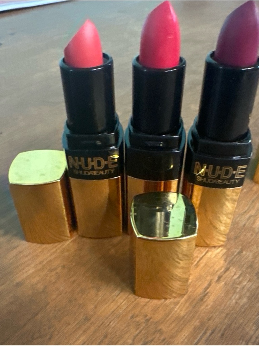 Nude by Nature Trio Lipsticks in Coral, Rose, Plum